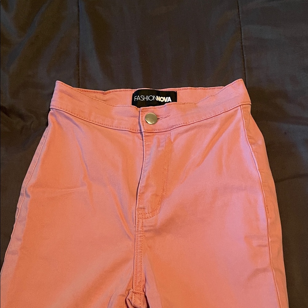 Fashion Nova Womens Pink Flare Jeans